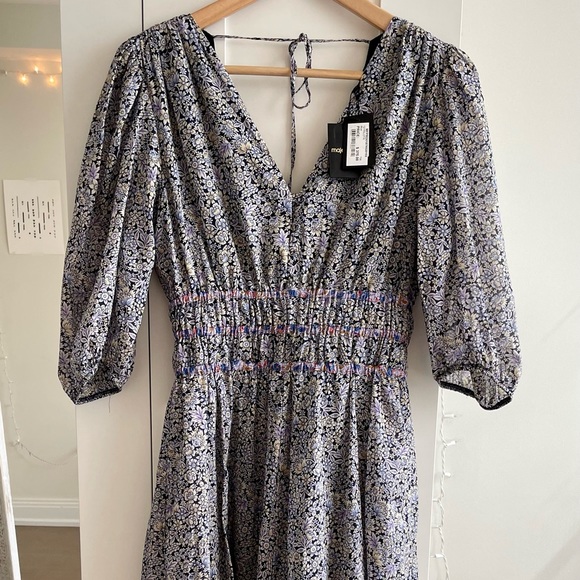 maje floral cotton voile smock dress new size36 - Picture 2 of 4
